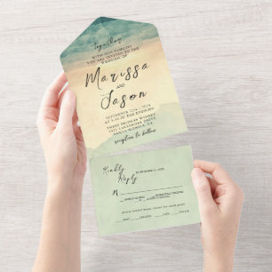 Simple and Elegant Nature Scene Wedding All In One Invitation