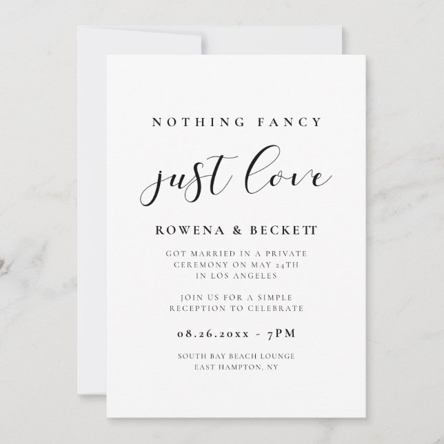 Simple and elegant Nothing fancy Just love Invitation (Front)