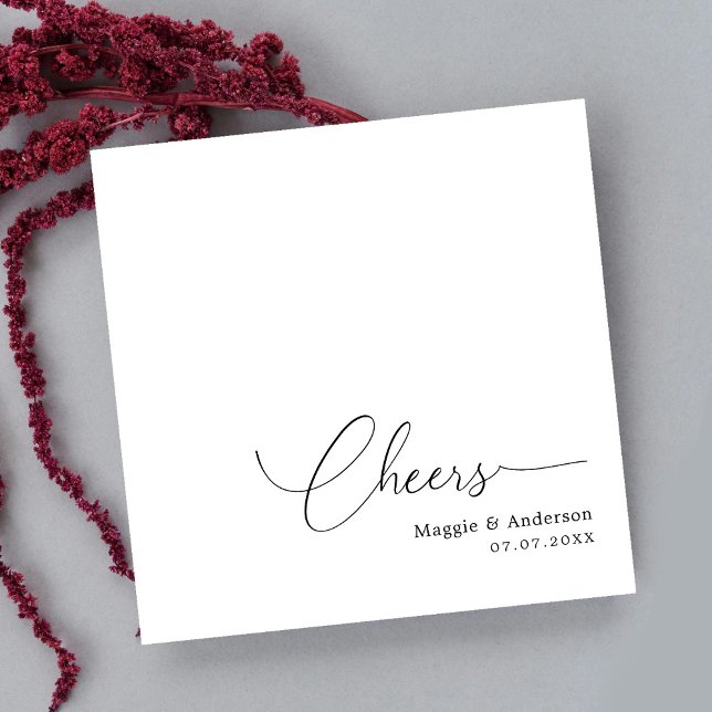 Simple and Elegant: Personalised Cheers Wedding Napkin (Simple and Elegant: Personalized Cheers Wedding Napkins)