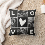 Simple and elegant photo collage cushion<br><div class="desc">This elegant black and white pillow features 4 photos with trendy and modern script topography that says love. There is a chic little heart in the middle. A simple minimalist gift for your mum,  spouse,  girlfriend and newlywed’s.</div>