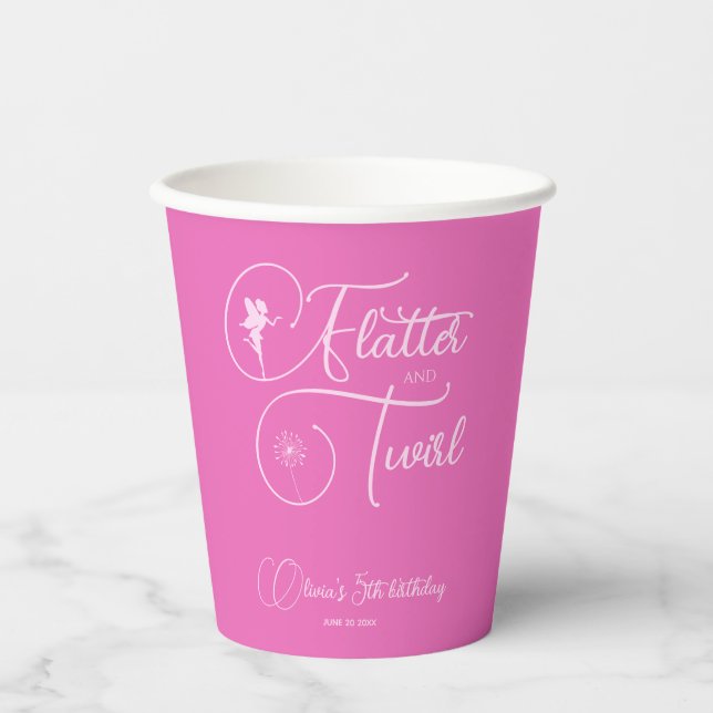 Simple And Elegant Pink Fairy  Paper Cups (Front)
