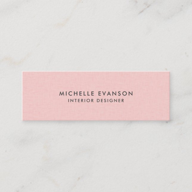 Simple and Elegant Pink Linen Professional Mini Business Card (Front)