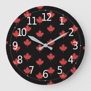Simple and Elegant Red Maple Leaves Pattern   Large Clock