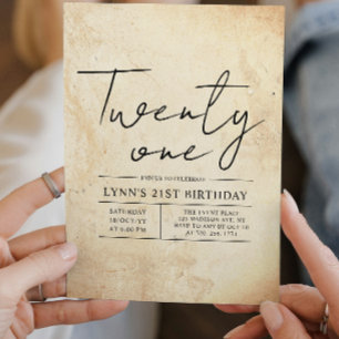 Simple and Elegant Rustic 21st Birthday Party Invitation