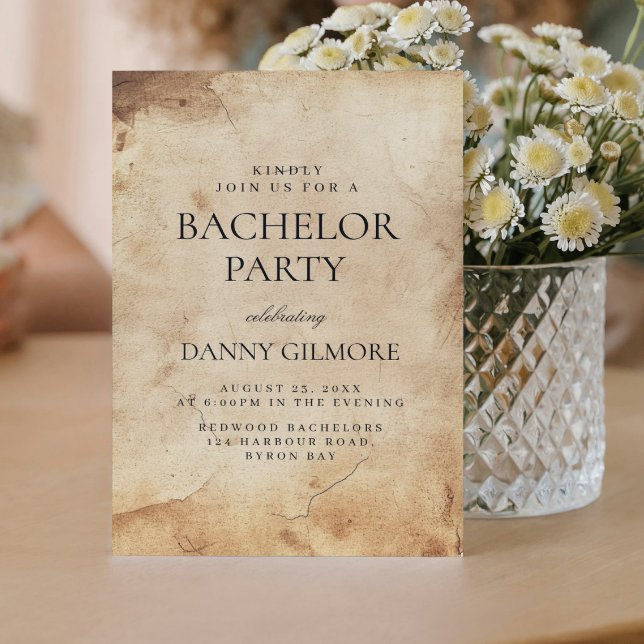 Simple and Elegant Rustic Bachelor Party  Invitation (Creator Uploaded)