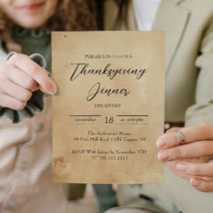 Simple and Elegant Rustic Thanksgiving Dinner Invitation