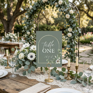 Simple and Elegant Sage Green Wedding Table Number