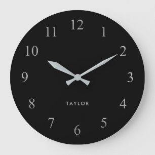 Simple and Elegant Silver and Black Large Clock