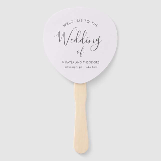 Simple and Elegant Soft Purple Wedding Program Fan (Front)