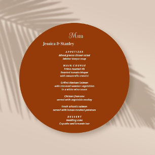 Simple and elegant Terracotta Wedding Menu Cards