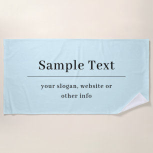 Simple and Elegant Text Template Light Blue Beach Towel