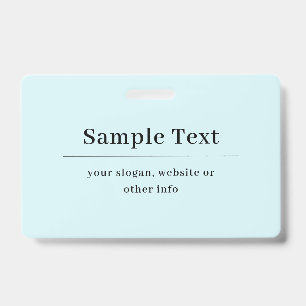 Simple and Elegant Text Template   Light Blue ID Badge
