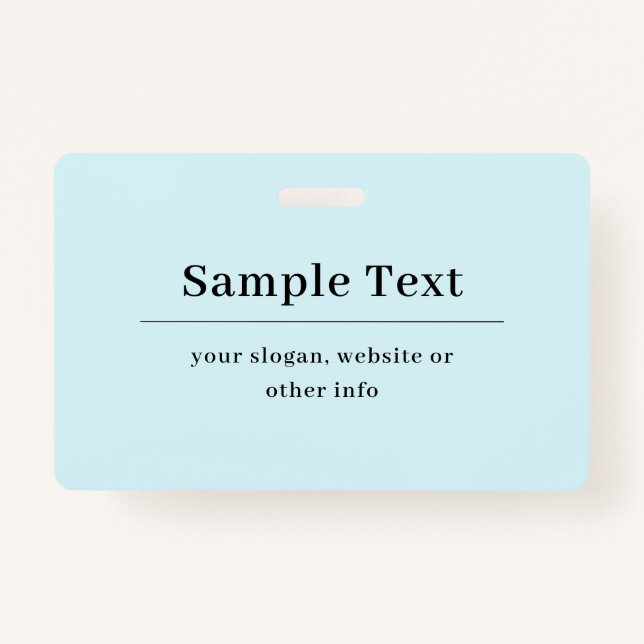 Simple and Elegant Text Template | Light Blue ID Badge (Front)