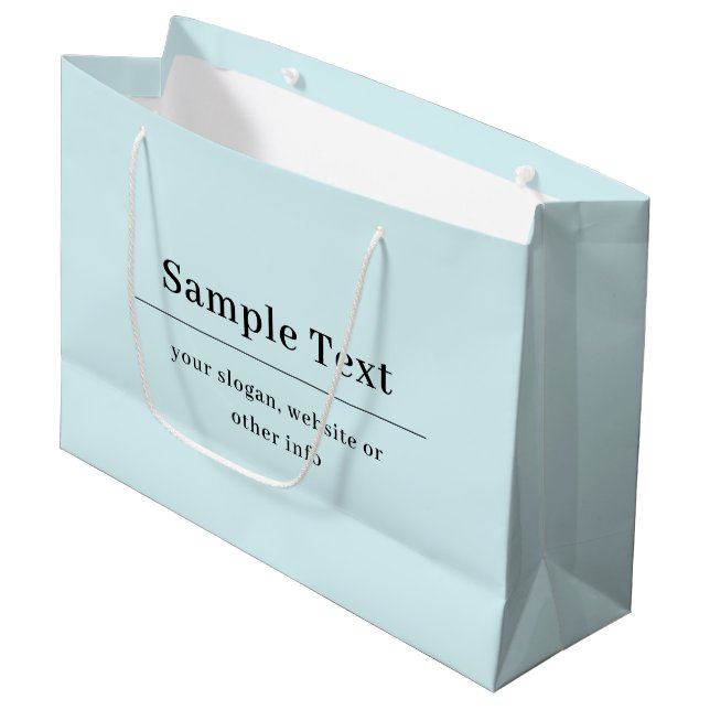 Simple and Elegant Text Template | Light Blue Large Gift Bag (Front Angled)