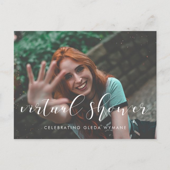 Simple and elegant Virtual Bridal shower photo Postcard (Front)