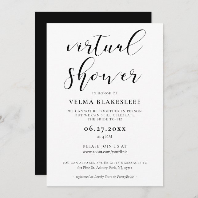 Simple and elegant Virtual shower Invitation (Front/Back)