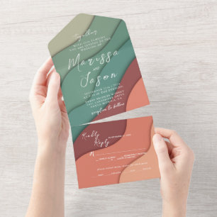 Simple and Elegant Warm Colours Wedding All In One Invitation