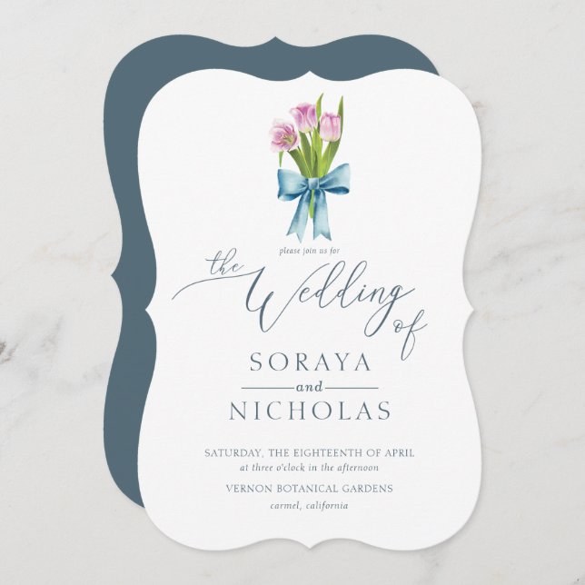 Simple and Elegant Watercolor Floral Wedding Invitation (Front/Back)