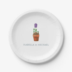 Simple and Elegant Watercolor Floral Wedding Paper Plate