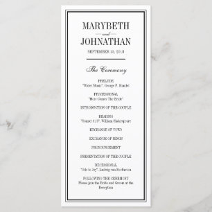 Simple and Elegant Wedding Ceremony Program Card