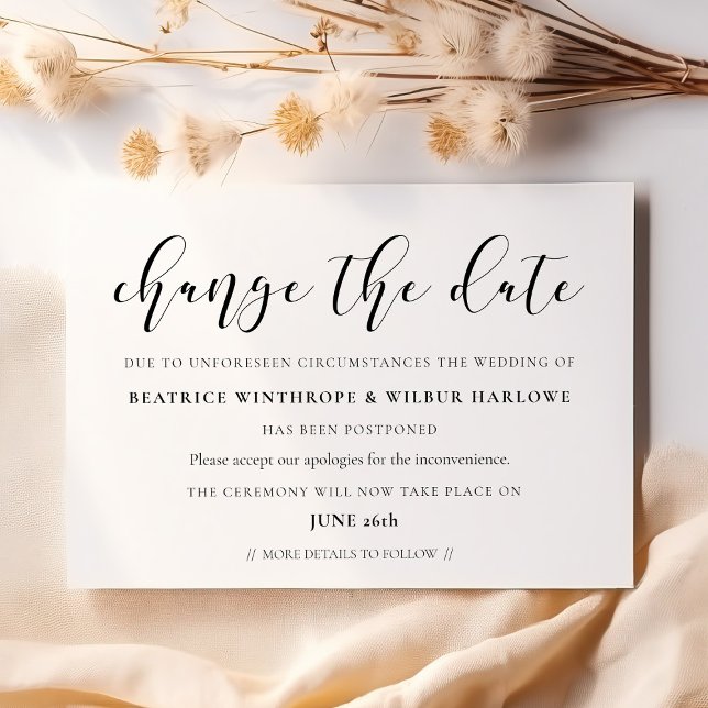 Simple and elegant Wedding Change the date card (Creator Uploaded)