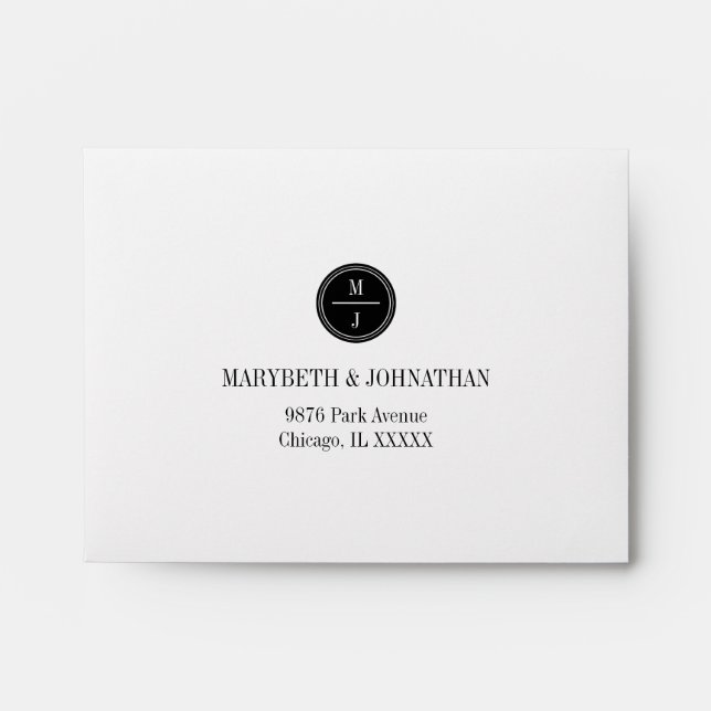 Simple and Elegant Wedding RSVP Envelope (Front)