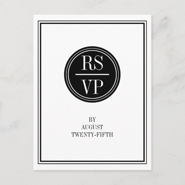 Simple and  Elegant Wedding RSVP Postcard (Front)