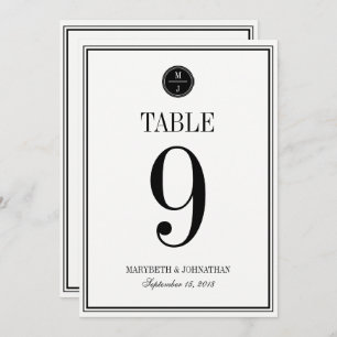 Simple and Elegant Wedding Table Number Card