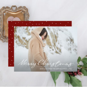 Simple and Festive Dots Merry Christmas Photo Holiday Card