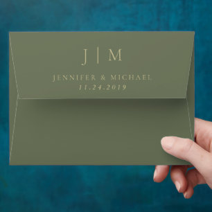 Simple and Formal Sage Modern Minimalist Wedding Envelope