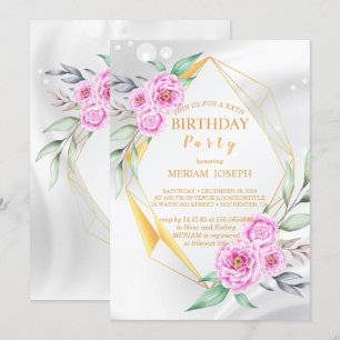 Simple and fresh colourful flowers  Birthday Invitation