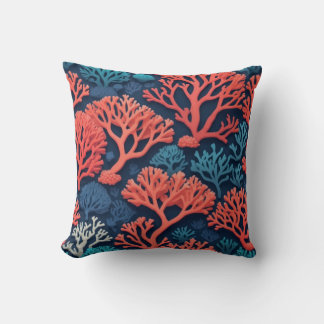 Simple and intense colours, coral pattern cushion