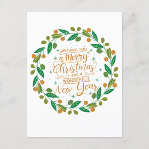 Simple and Merry Christmas Postcard