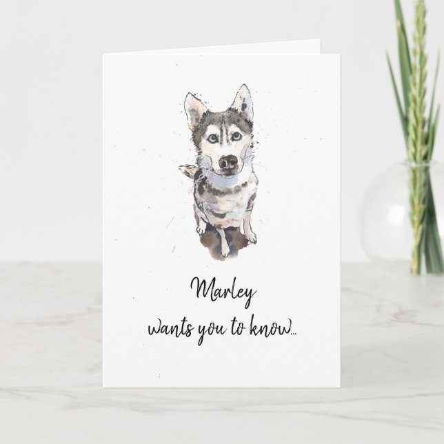 Simple and minimal Husky White speckle Fathers day Card (Front)