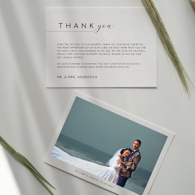 Simple and Minimalist Photo Script Wedding  Thank You Card (Creator Uploaded)