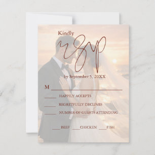 Simple and Minimalist Romantic Sunset Beach Vows RSVP Card