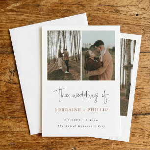 Simple and modern 3 photo wedding Invitation