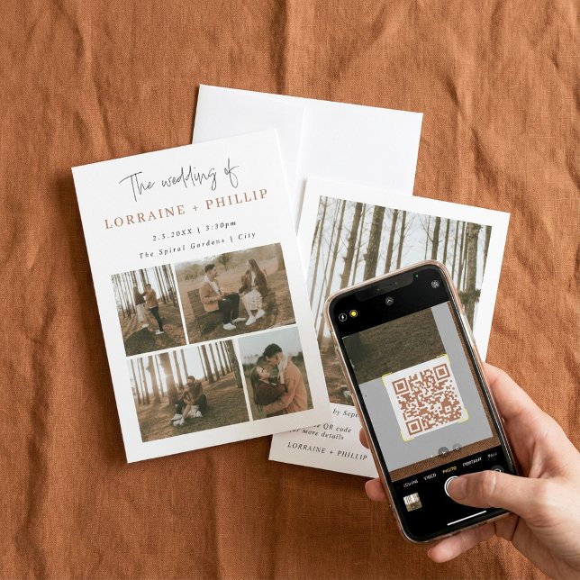 Simple and modern 5 photo QR code wedding Invitation (Simple and modern 5 photo QR code wedding Invitation)