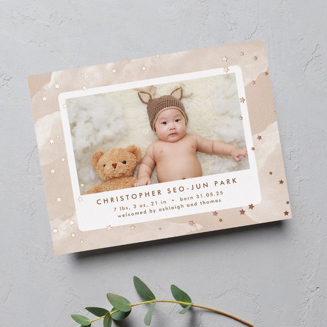 Simple and Modern Birth Announcement with Stars (Creator Uploaded)