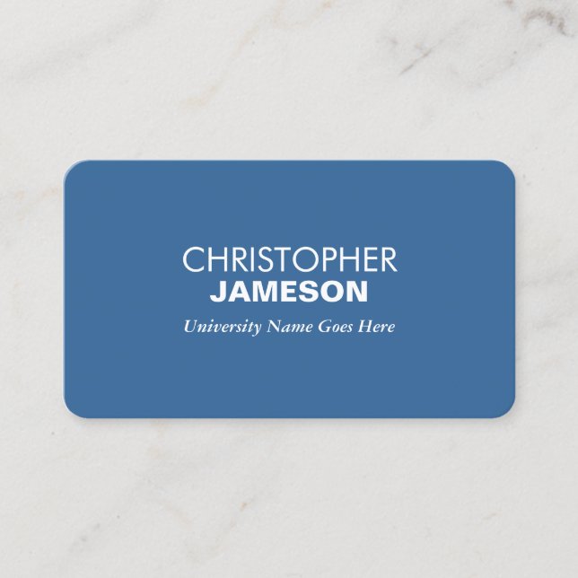 Simple and Modern Blue Graduate Student University Calling Card (Front)