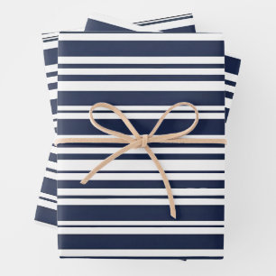 Simple and Modern Blue Striped Wrapping Paper Sheet