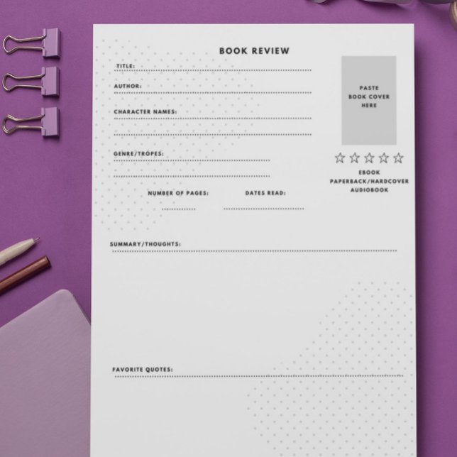 Simple and Modern Book Review Tear-Off Notepad (Creator Uploaded)