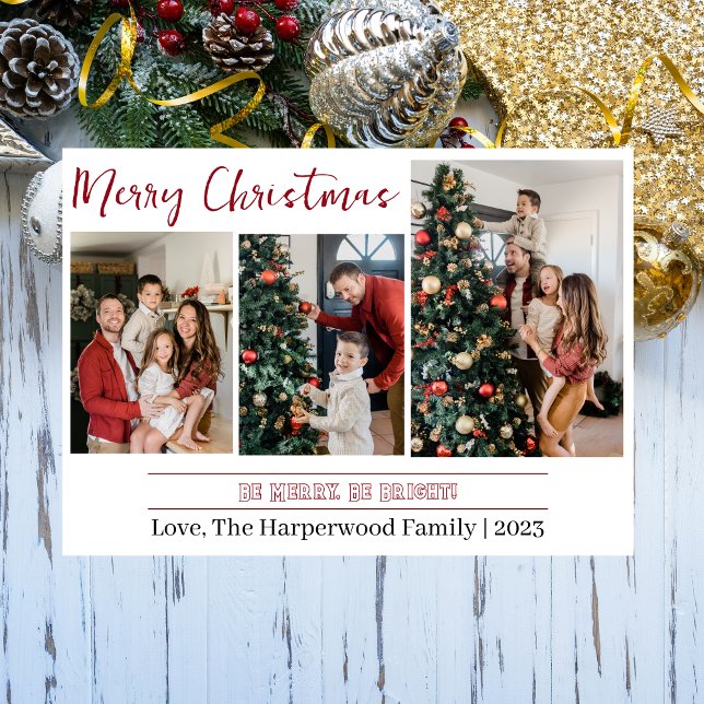  Simple and Modern Christmas Family Photo Collage Holiday Card (Creator Uploaded)