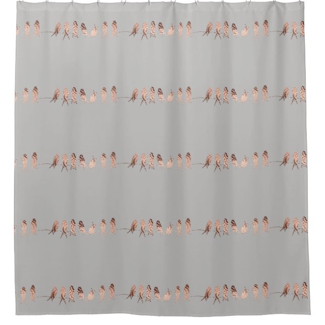 Simple and Modern Copper Birds on A Wire Design Shower Curtain (Front)
