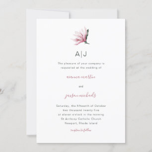 Simple and Modern Floral with Monogram Wedding Invitation