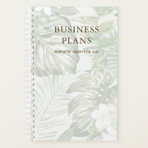Simple and Modern Green and White Palm Leaf Print Planner