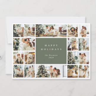 Simple and Modern Green Multi Photo Holiday Card