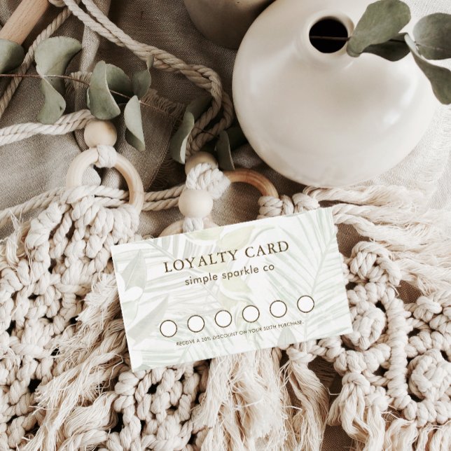 Simple and Modern Green Palm Print Loyalty Card (Creator Uploaded)