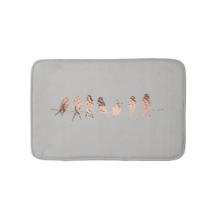 Simple and Modern Grey And Faux Copper Birds Bath Mat