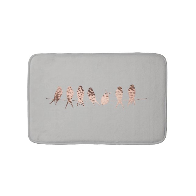Simple and Modern Grey And Faux Copper Birds Bath Mat (Front)